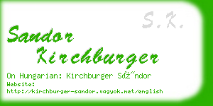 sandor kirchburger business card